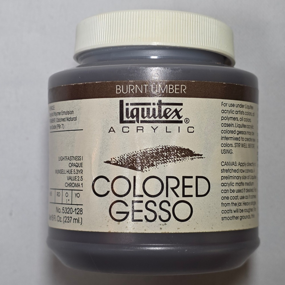 Vtg Liquitex Professional Acrylic Colored‎ Gesso Burnt Umber 8oz UNOPENED